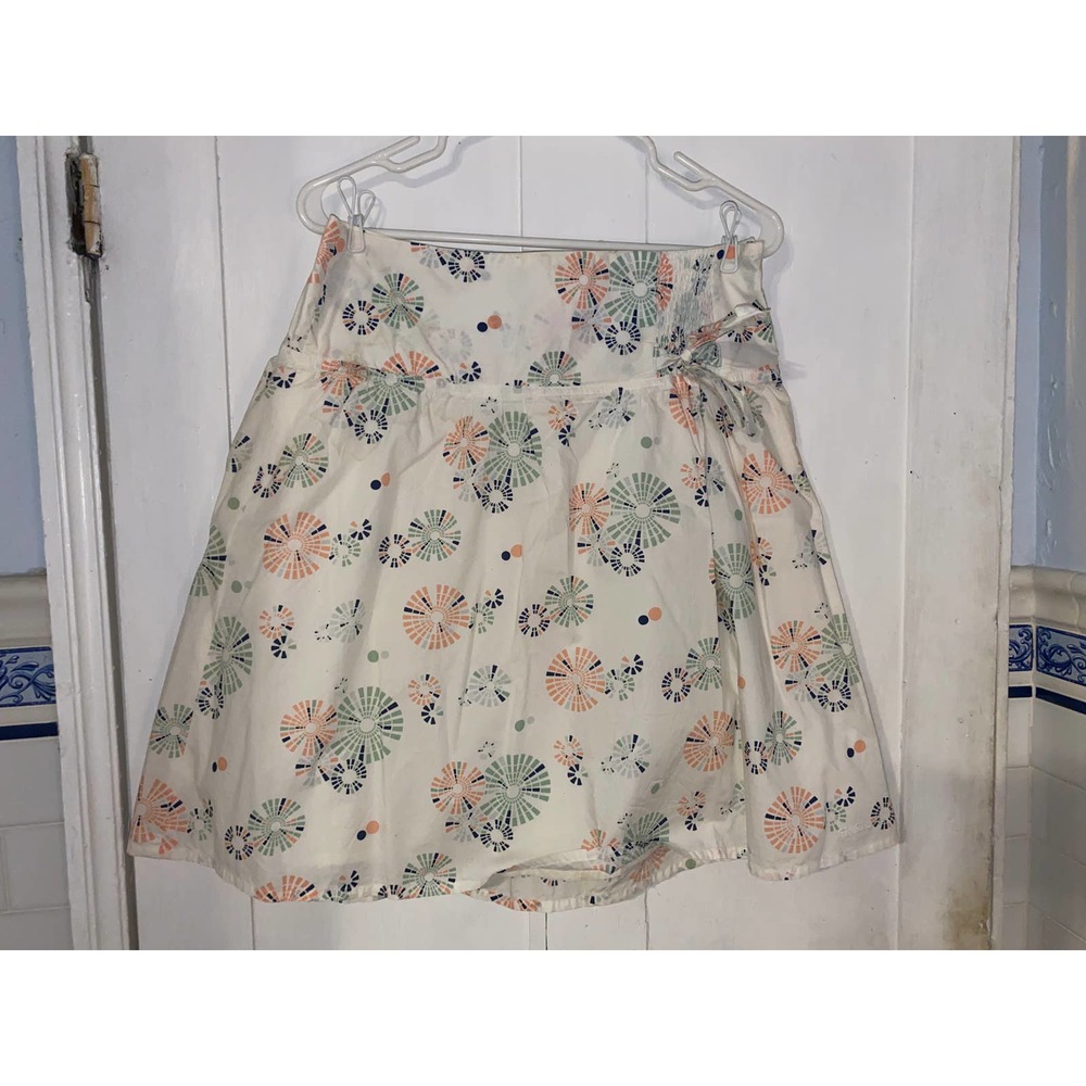 Vintage Ben Sherman Woman's Skirt Size S White with Green & Orange Accent